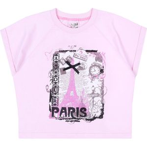Roze T-shirt met korte mouwen PARIS / 122 cm