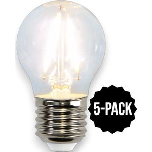 5-Pack | Kogellamp - E27 - 2.3W - Koel Wit - 4000K - Filament - Helder