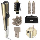 Shark Glam 5-in-1 Multistyler en Föhn - inclusief Silki Stijltang, Glossi Opzetborstel, 2 Krullers, Concentrator en Diffuser - Wit/Goud - Geschikt voor alle haartypes, Stylen van nat én droog haar - HD6052SEU