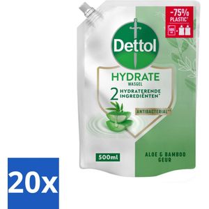 Dettol - Handzeep Navulling - Hydrate - Aloë Vera & Bamboe - 500 ml - Bulkverpakking - 20 stuks