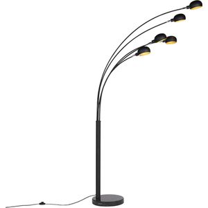 QAZQA sixties - Design Vloerlamp | Staande Lamp - 5 lichts - H 2155 mm - Zwart - Woonkamer | Slaapkamer