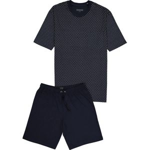 Schiesser Heren Shortama - Donker blauw - R Hals - Maat M