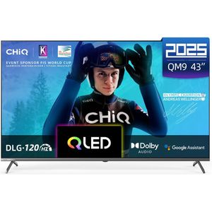 CHiQ U43QM9G - Smart TV 43 Inch - UHD - QLED - Metalen Randloos - Google TV - Dolby Audio - 2025 Nieuw