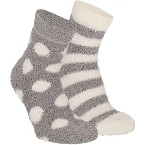 Apollo bedsokken / huissokken - kinderen - 2-pack - grijs/wit - one size - Slaapsokken - Slofsokken