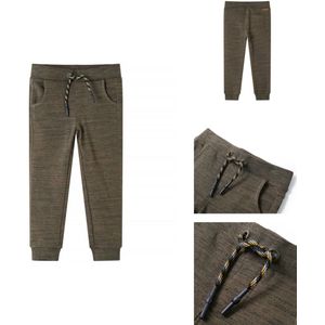 vidaXL Kinderjoggingbroek - Kinderjoggingbroeken - Kinderkleding - Kinderkled - Kinderjoggingbroek 140 gemêleerd donker kaki