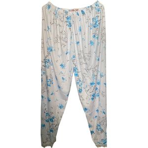 FINE WOMAN® Pyjama Broek met kanten bies 716 XXL 44-46 wit/blauw