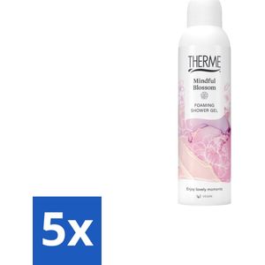 5 x Therme - Shower Foaming Mindful Blossom - Product - Verzorgend - Verfrissend - 200ml - Douchegel - Wellness - Geur - Schuim - Bloesem