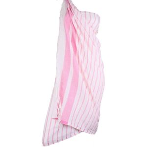 Pareo Hamamdoek Aquastreeps Pink 190x90 - 190x90cm - Omslagdoek - Ultradun Strandlaken - Sneldrogende Sauna pareo - Saunalaken - Stranddoek - Reishanddoek - Sneldrogende handdoeken