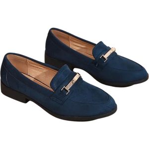 Livano Loafers Dames - Met Hak - Damesschoenen - Instappers - Marineblauw - Maat 35.5