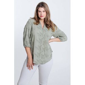 Paprika Effen blouse met geborduurd bloemenreliëf