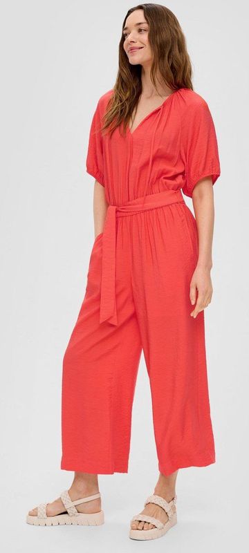 Jumpsuit - Effen - Gevoerde Zoom - Halve Mouw - Losse Pasvorm