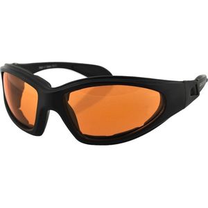 Bobster GXR Mat Zwarte Motorbril - Motorbril Heren - Sportbrillen Heren - Glaskleur Amber