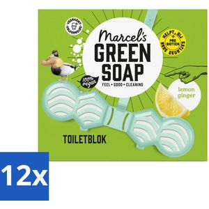 12 x Marcel's Green Soap - Toiletblok - Citroen & Gember - Langdurige werking - 1 Toiletblok - Toiletblok - Toilet Schoonmaken - Natuurlijke Schoonmaak - Citroen Geur - Gember Geur