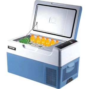 Mini koelkast - Mini koelkast voor drankjes - Mini auto koelkast - Draagbare compressor koeler - Mini koelkast voor op reis - 22L - 12/24V DC - 110-240V - 45W - Blauw