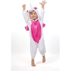 KIMU - Onesie - Wit Roze - Pegasus Pakje - Peuter Huispak Jumpsuit Pyjama Fleece