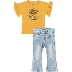 Koko Noko - Kledingset(2delig) - Jeans Flaired - Shirt geel - Maat 128