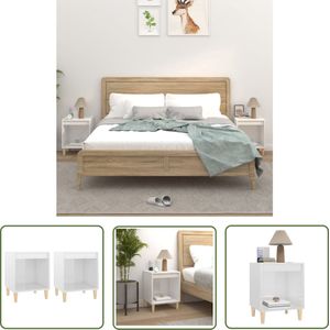 The Living Store Bedkast - Hoogglans wit - 40 x 35 x 50 cm (set van 2)