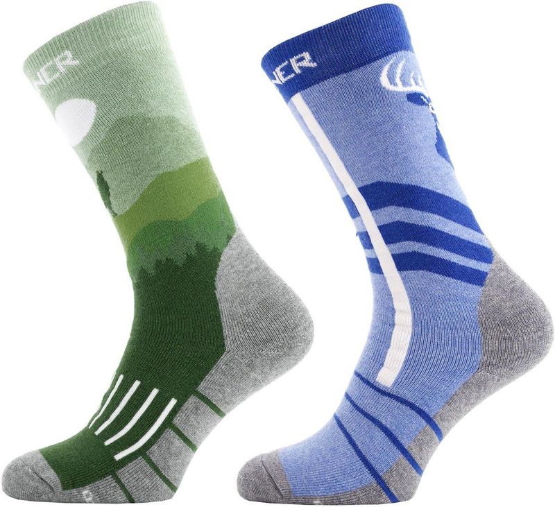 SINNER - KIDS SOCKS WILDLIFE DOUBLE PACK - BLUE/GREEN - Unisex - Maat 31-34