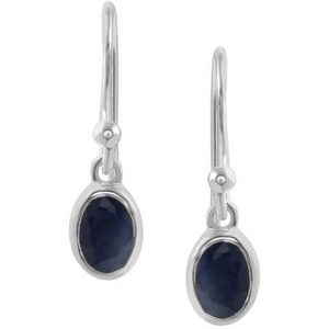 SilverGems Zilveren oorhangers met facet geslepen ovale Blauwe Saffier edelstenen