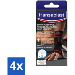 4 x Hansaplast - Performance Sport Pols Brace - Polssteun - Handbrace - One Size - Zwart - Polsbrace - Polsondersteuning - Polsband - Polsklachten - Carpaal Tunnel Syndroom