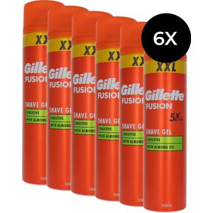 Gillette - Fusion Sensitive Scheergel - 6 x 240ml - Voordeelverpakking