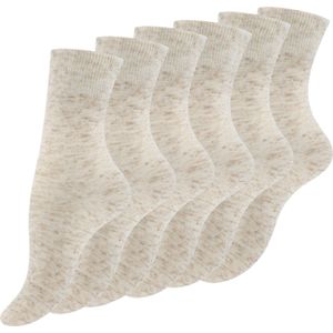 6 paar Linnen damessokken met Katoen - Beige Melange - Maat 35-38