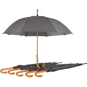 Grijze Paraplu's met Houten Handvat - Set van 6 - Opvouwbaar - Windproof - Geïnspireerd door HRH Kate Middleton | 98cm Diameter