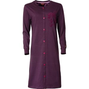 Medaillon Dames Nachthemd - Doorknoop - Donker Paars - Maat S