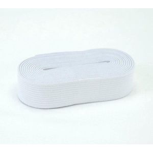 Taille bandelastiek - 25 mm x 2,5 m - tailleband elastiek voor kleding - wit - polyester/elastan/katoen