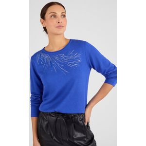 Damart - Fijn gebreide trui met studs - Dames - Blauw - XS