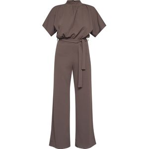 SISTERS POINT - Dames Jumpsuit - D. Chocolate - Hoge Hals - Korte Mouwen