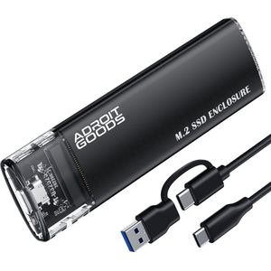 AdroitGoods M.2 Behuizing - NGFF&NVMe - 10Gbps - Externe USB-C SSD behuizing - Aluminium - Zwart