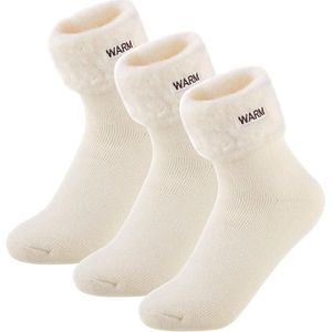 3 paar thermische sokken voor mannen en vrouwen, gebreide wintersokken met badstofvoering, dikke en zachte, warme, enkelhoge wintersokken