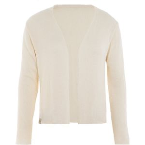 Knit Factory Ella Gebreid Vest - Gebreide dames cardigan - Dames zomervest - Kort vest op heuphoogte - Damesvest gemaakt uit 50% katoen en 50% acryl - Beige - 36/38