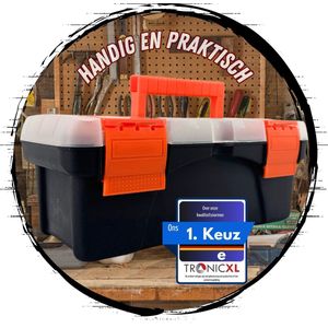 TronicXL Gereedschapskoffer 22,5 x 9,5 cm – Compacte gereedschapsbox met extra opbergruimte – Veilig afsluitbaar met dubbele kliksluiting – Ideaal voor werkplaats, garage, doe-het-zelf en visuitrusting