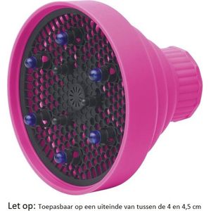 Diffuser fohn opzetstuk universal – Universeel Siliconen voor krullen - Voor föhn mond van 4-4,5cm - Opvouwbare Universele opzet stuk - Kleur Roze