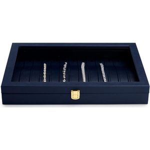 Stapelbaar sieradendoosje van leer - sieradenorganizer - blauw