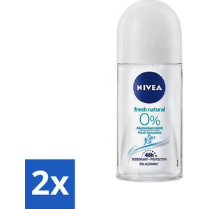 Nivea - Roll-On - Alu Free - Fresh Natural - 0% Aluminum - 50 ml - Voordeelverpakking - 2 stuks