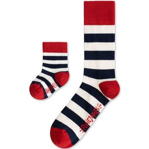 Popiejopies matching sokken Streepje Voor | maat: 41-46 + 12-24 maanden | rood-wit-blauw gestreepte sokken