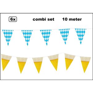 6x Vlaggenlijn combi Bierfeest 10 meter - Oktoberfest - vlaglijn festival blok vlaglijn thema feest festival verjaardag landen