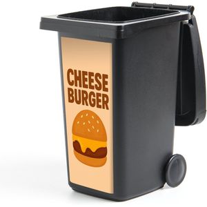 Container sticker Cheeseburger - Minimalistisch - Geel - 44x98 cm - Kliko sticker