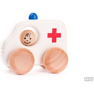 Bajo Houten Speelgoedvoertuig Ambulance - 10 cm