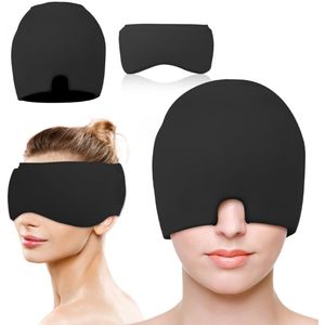 Goodivery® - Migraine Masker - Pakket Met 2 Migrainemasker En Oogmasker Met Verkoelende Werking - Migraine Verkoelend Masker - Migraine Verlichtingskap - Hoofdpijn Verkoelend Masker - 360° Gel Verkoelende Pads Rondom Om Migrainehoofdpijn Te Verlichte