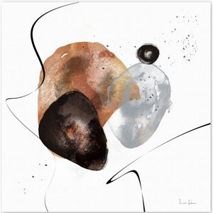 Dibond - Reproduktie / Kunstwerk / Kunst / Abstract / - Wit / zwart / bruin / grijs - 120 x 120 cm