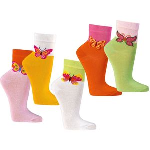 Damessokken met vlinderprint | Zonder voelbare teennaad | Maat: 35-38 | 2 paar