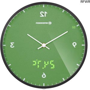 RFWR® Radiografische LED Wandklok met Temperatuurweergave en Geruisloze Secondeweergave - Stijlvol en Functioneel