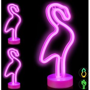 Relaxdays 3x neonlamp led - nachtlampje - neon tafellamp - neon lamp - flamingo - deco