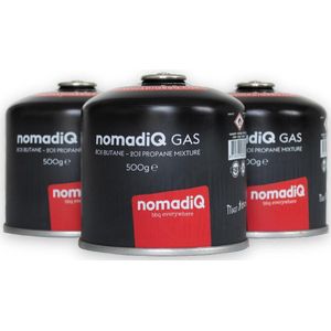12-pack nomadiQ gasflesjes (12 x 500 gram) - EN417 schroefventiel