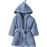 Personaliseerbare Kinderbadjas - KLEINE DINO - Blauw - Oeko-Tex - Badstof