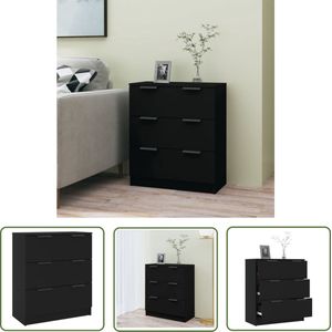The Living Store Dressoir 60x30x70 cm bewerkt hout zwart - Dressoir - Houten Dressoir - Black Dresser - Vintage Dressoir - Salontafel